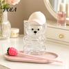 Removable Straw Heads Cute Bear Glass Cup with & Lid, 500/591ml Plastic/Glass Water Bottle for Cold/Hot Drinks, Pattern Coffee Mug Adults, Home Office