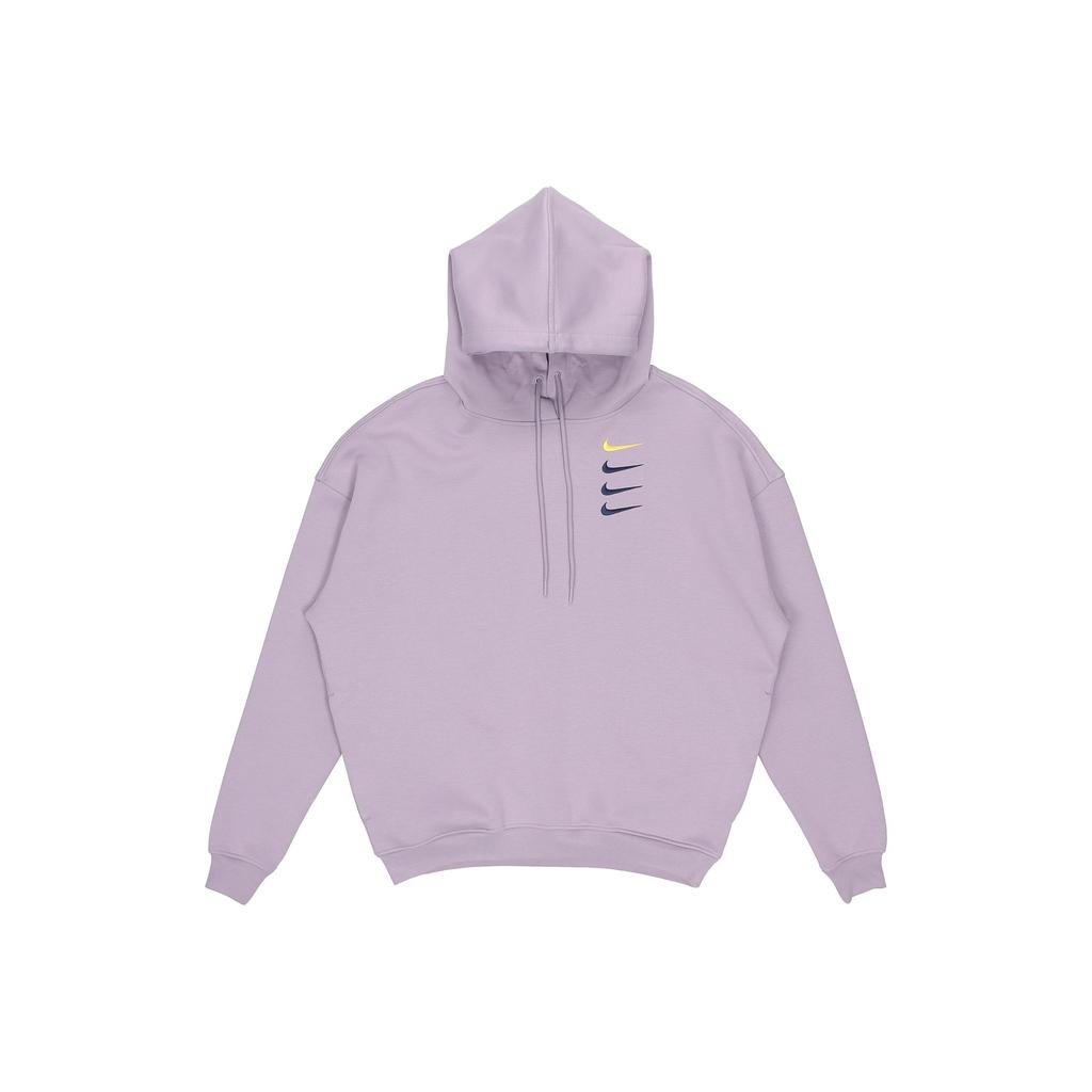 Nike Colorful Embroidered Multi-Swoosh Knit Pullover Hoodie Women Hoodies Purple DO9248-555