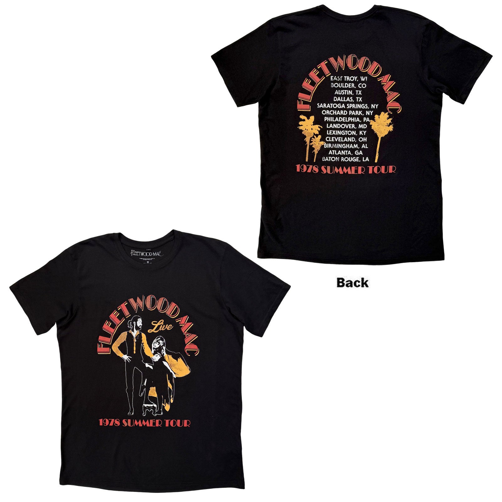Fleetwood Mac Premium Carbon TShirt Summer Tour Black Back Print OFFICIAL S