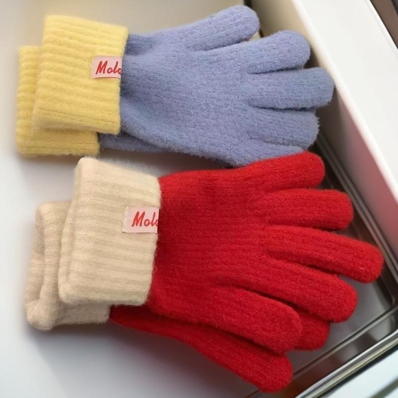 New cashmere gloves for women's winter new cashmere warm thickened cold-proof finger wool gloves tide