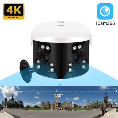 2024 4K 8MP WiFi Security Camera Outdoor Fixed 180° Wide Angle Panorama Cam Video Waterproof Surveillance CCTV 4MP Dual Lens Cameras