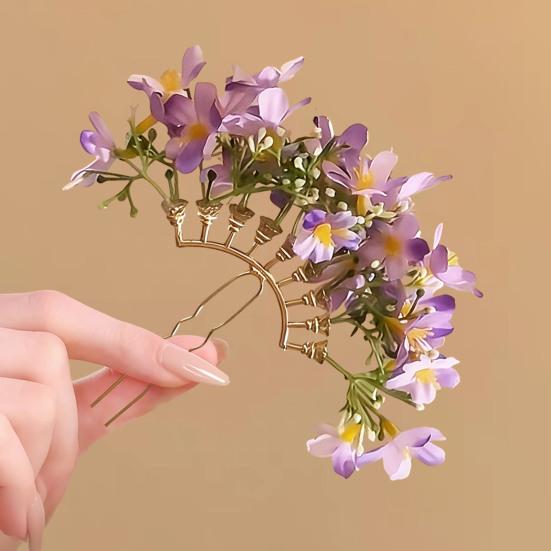 Damen Haarspange Stirnfransen Blumen Design Leicht zu Tragen Haarstab Brüchige Haare Fixierer Dekorativer Braut Haarstab Haar Styling Zubehör