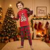 Christmas-print long-sleeve and long-pant matching family loungewear set