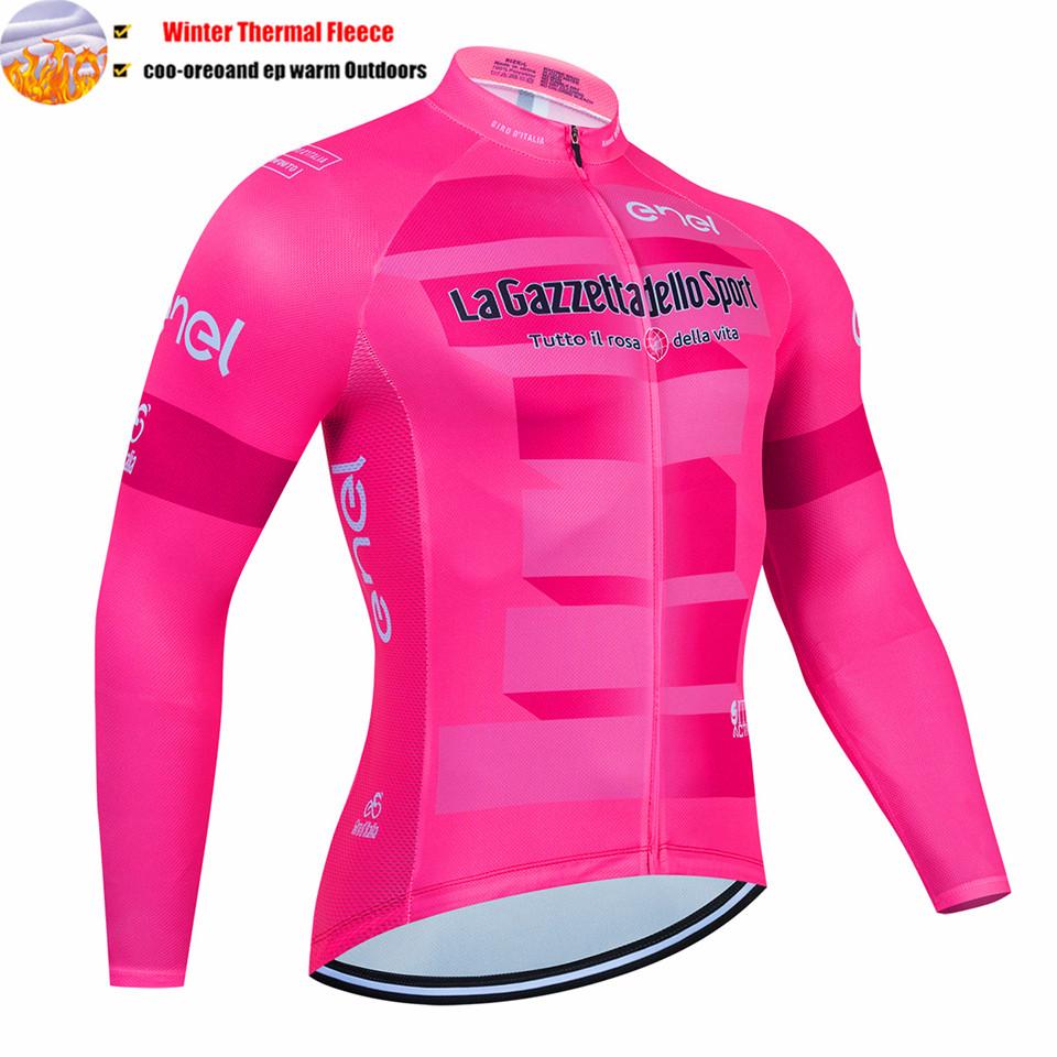 2027 Tour De Italia Giro Invernale Termico Pile Manica Lunga Maglia Ciclismo Set Salopette Ciclismo Abbigliamento Bicicletta MTB Bici