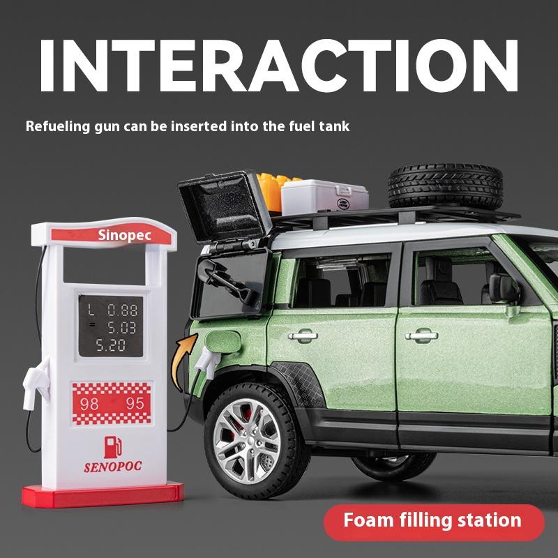 1:24 Land Rover Defender SUV Off Road Vehicle Alloy Diecast Sound & Light Car Model Collection Ornaments Toys With Children Gift
