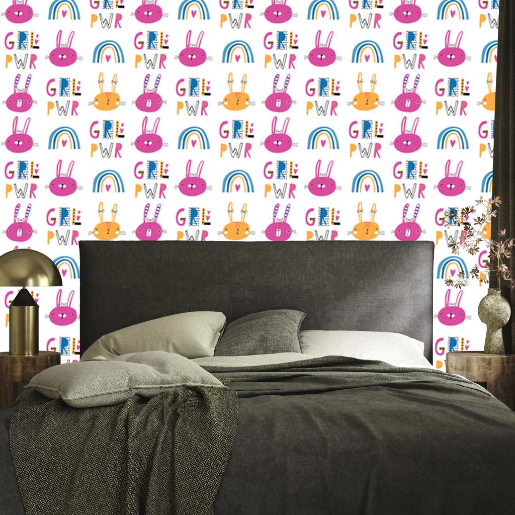 Wallpaper Colorful rabbits rainbows for living room and bedroom 50x1000