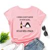 Inspirational Letters Red Wine Penguin Pattern Loose Round Neck Short Sleeved Women's T-shirts