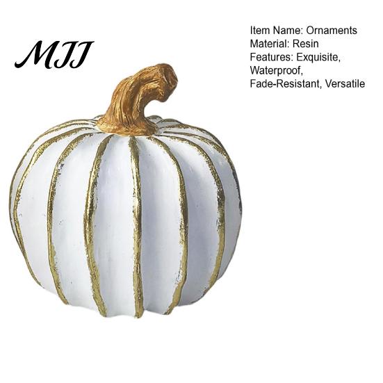 Ornamento durevole da interno Zucca autunnale Decorazione, Zucca decorativa bianca e oro per il Ringraziamento, Zucche in resina Statuetta moderna, Statue per tavolo da casa