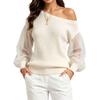 Pull décontracté tendance pour femme, couleur vive, à une épaule, manches longues, pour un usage quotidien
