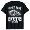 Erster Mal Papa Est 2025 Faust Neuer Papa Lustige Vatertags-T-Shirts Herrenmode Lässiges T-Shirt Locker Übergroß Streetwear T-Shirt