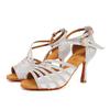 Women Latin Dance Shoes Shining Rhinestone Dancing Shoes Flare Heel 9cm Narrow Foot Adjust Width
