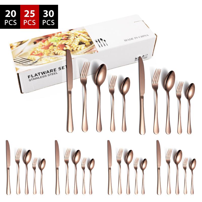 Pět hlavních kusů Nůž a vidlička Lžíce Nádobí 20/25/30dílná sada Nová dárková krabička