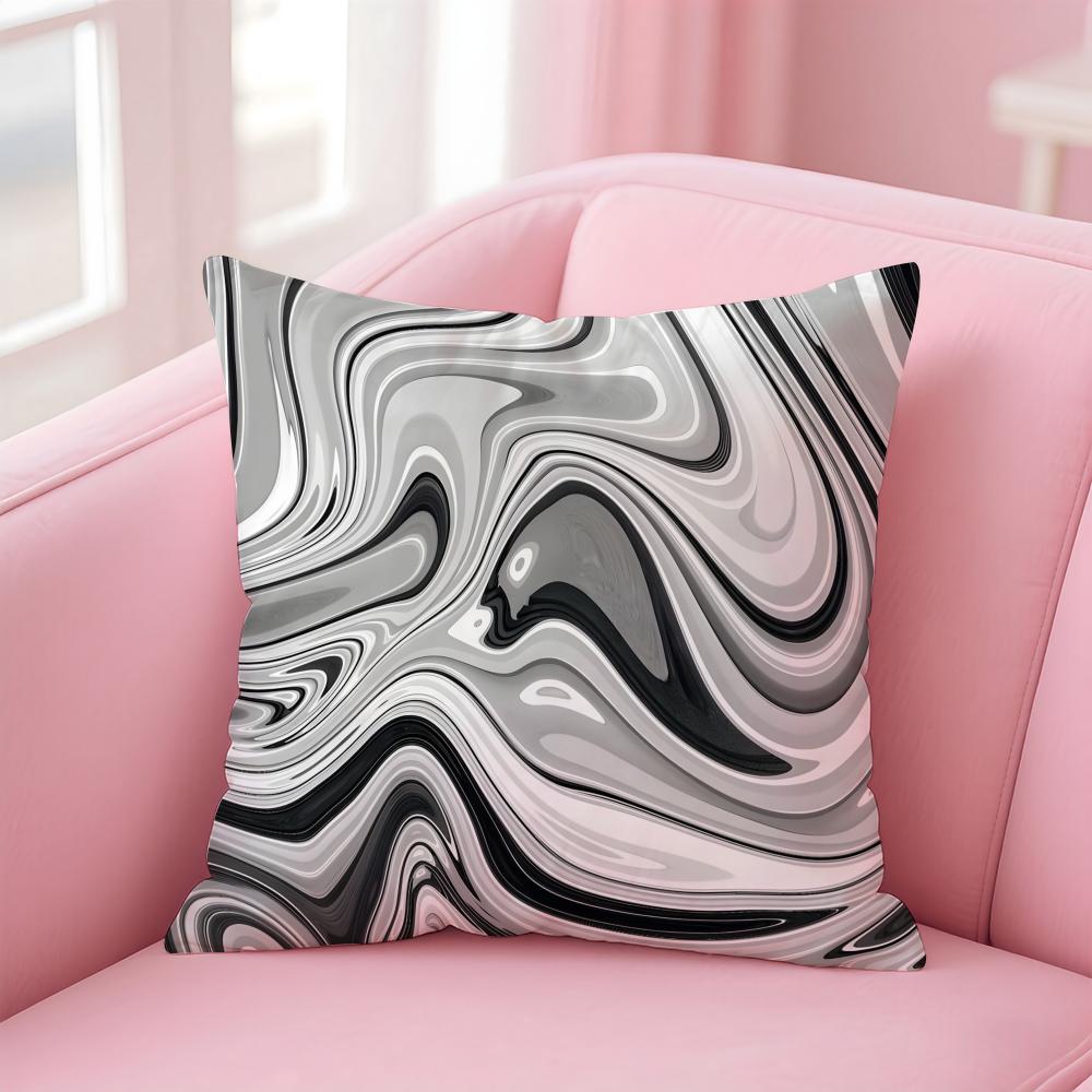 BBlack and White Patterns Cushion Cover Pillow Case Soft Friendly Fabric Concealed Zipper