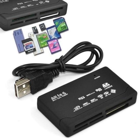 

Все в одном USB 2.0 Micro Secure Digital TF CF MMC адаптер для чтения карт памяти для ПК чёрный