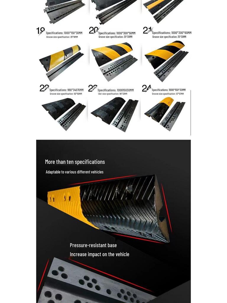 PVC Cable Trunking Rubber Speed Bump - Anti-Stepping, Pressure-Resistant Cover for Indoor/Outdoor Cable Protection and Crossing.