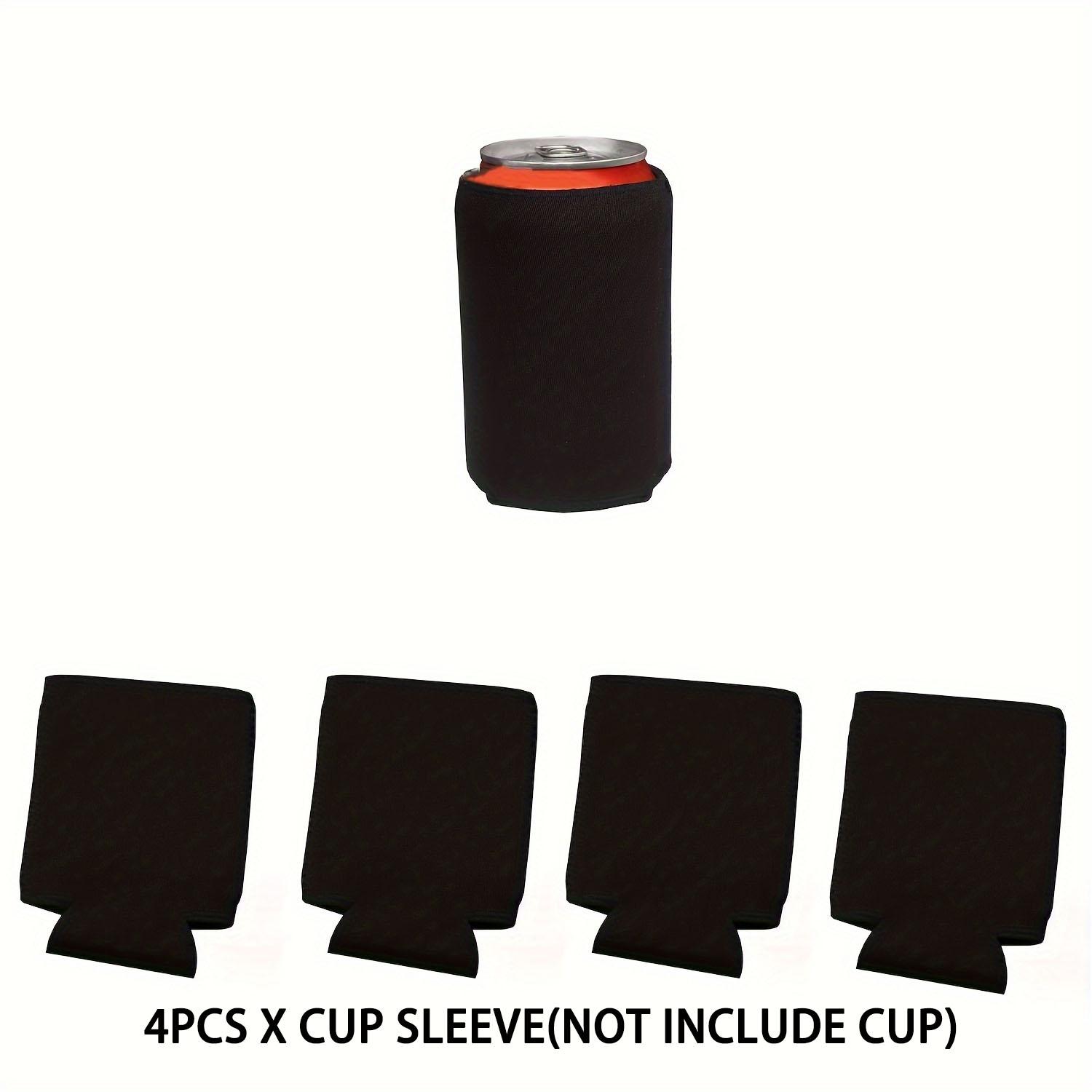 

4 шт. однотонные самодельные чехлы для бутылок, термоизолированные и с холодным дном чехлы для стаканов, складные чехлы для банок из-под газировки, доступны два размера на выбор 10x13cm чёрный