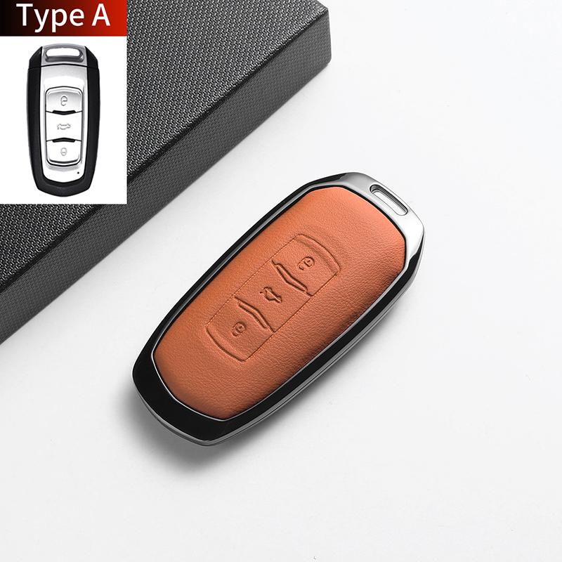For Geely Emgrand 7 GX3 Atlas GS NL3 Gili Emgrand 7 EX7 GT GC9 Leather Metal Car Key Case Cover Key Protection Shell Accessories
