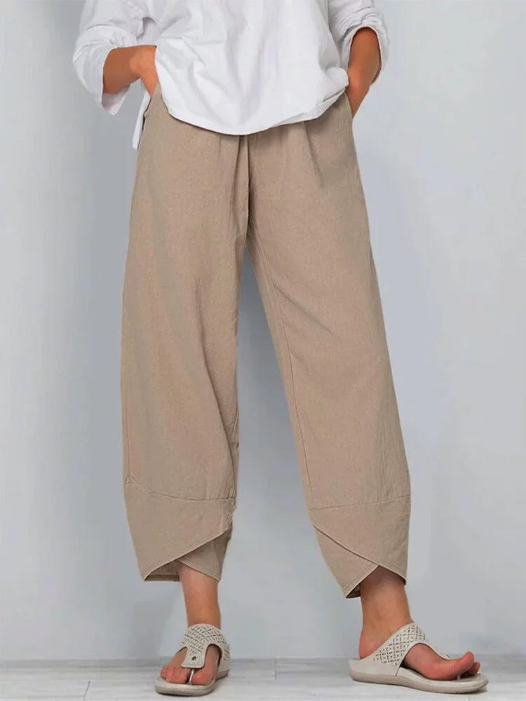 Elastische Taille Katoen Linnen Losse Casual Broek Huisbroek Dames