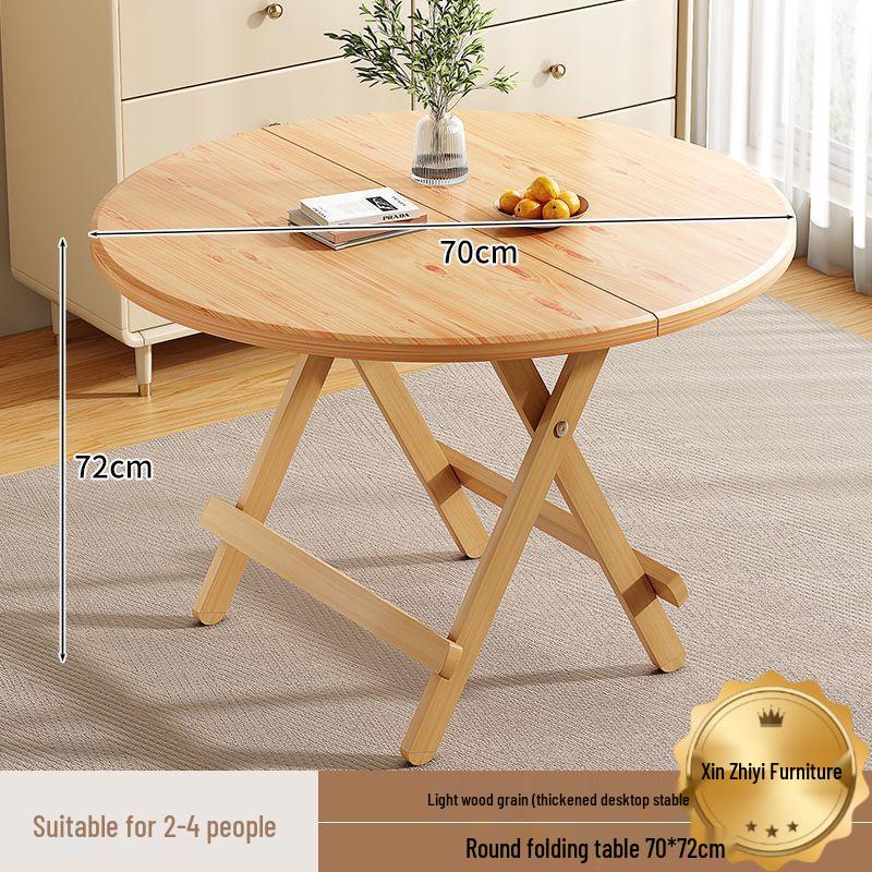 Compact Round Folding Dining Table: Portable Wooden Multi-functional for Small Spaces and Outdoor Use.