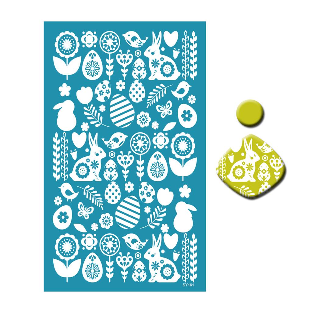 Easter Rabbit Silk Screen Stencils for Clay Reusable Silkscreen Print for DIY Printing On Clay Jewelry Earrings Decor