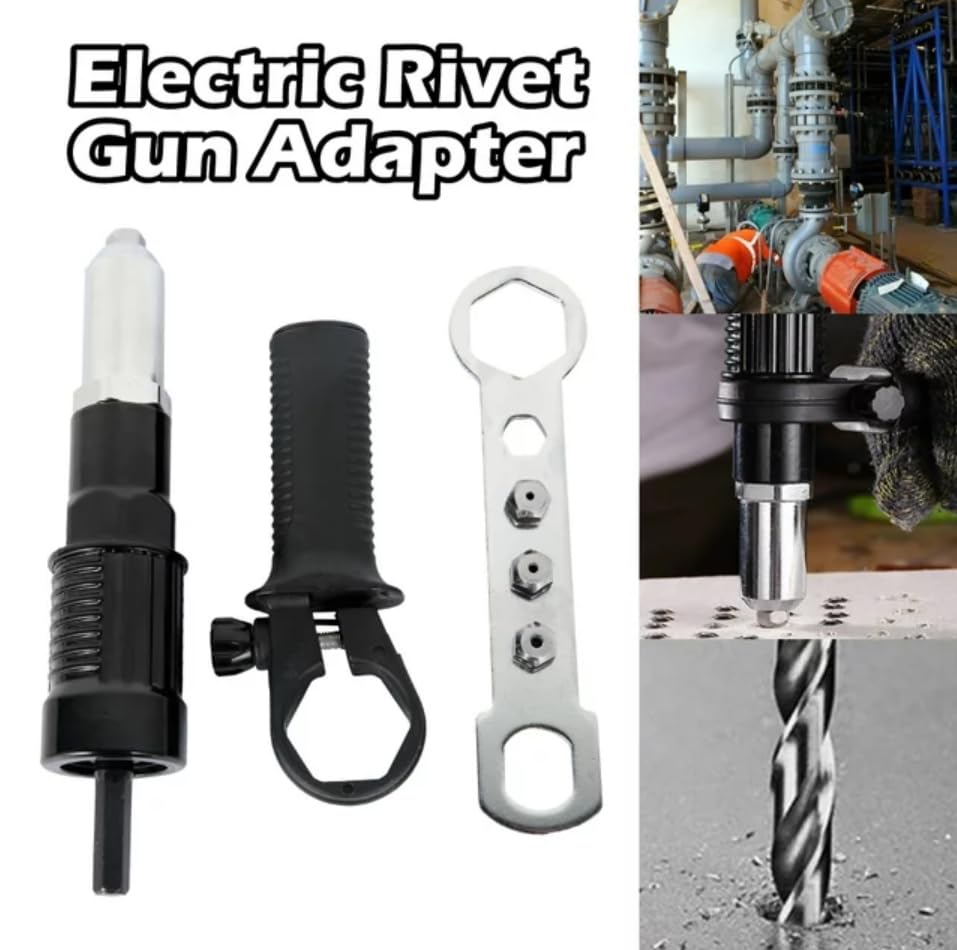 YWHWLX Riveter Rivet Nut Electric Rivet Nut Rivet Hand Riveter with Hex Tool, Gun, Gun, Tool, Wrench, 2.4mm/3.2mm/4.0mm/4.8mm (Black-02)