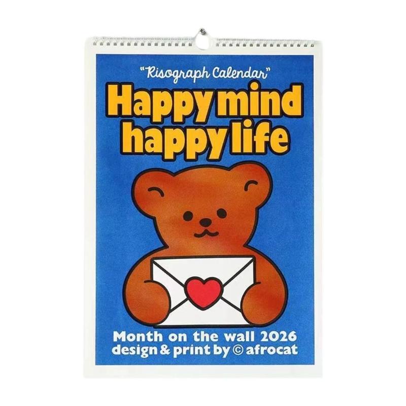 2026 Paper Desk Monthly Calendar Planner Twin Wire Binding Wall Mounted Calendar 12 Month from Jan to Dec 42x29cm