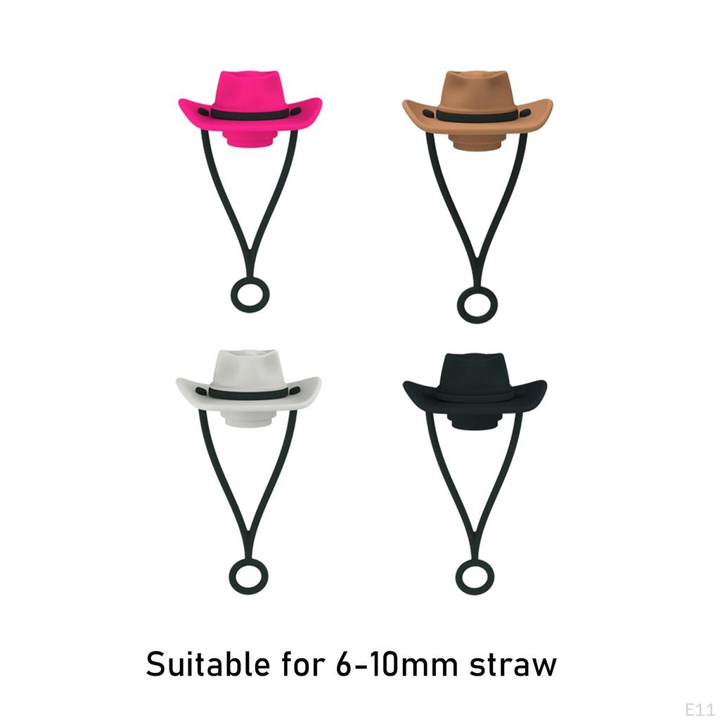 4 Pieces Cowboy Hat Cover Cap for 6mm-10mm, Cowgirl Silicone Topper Protector Lid, Cute Funny