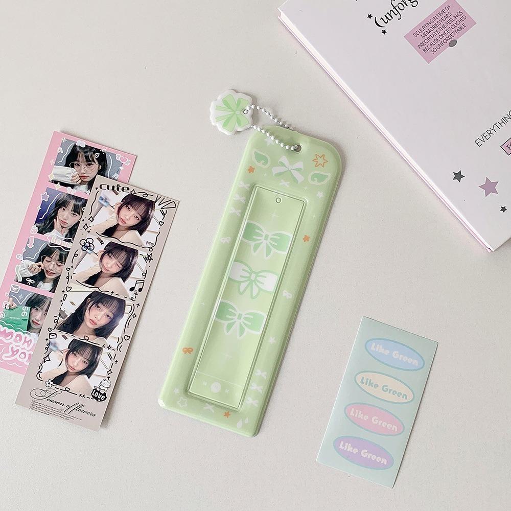 Cute PVC Photo Storage Case Bowknot 4 Grids Idol Photocard Holder Hollow Photos Protective Cover for Student Girls