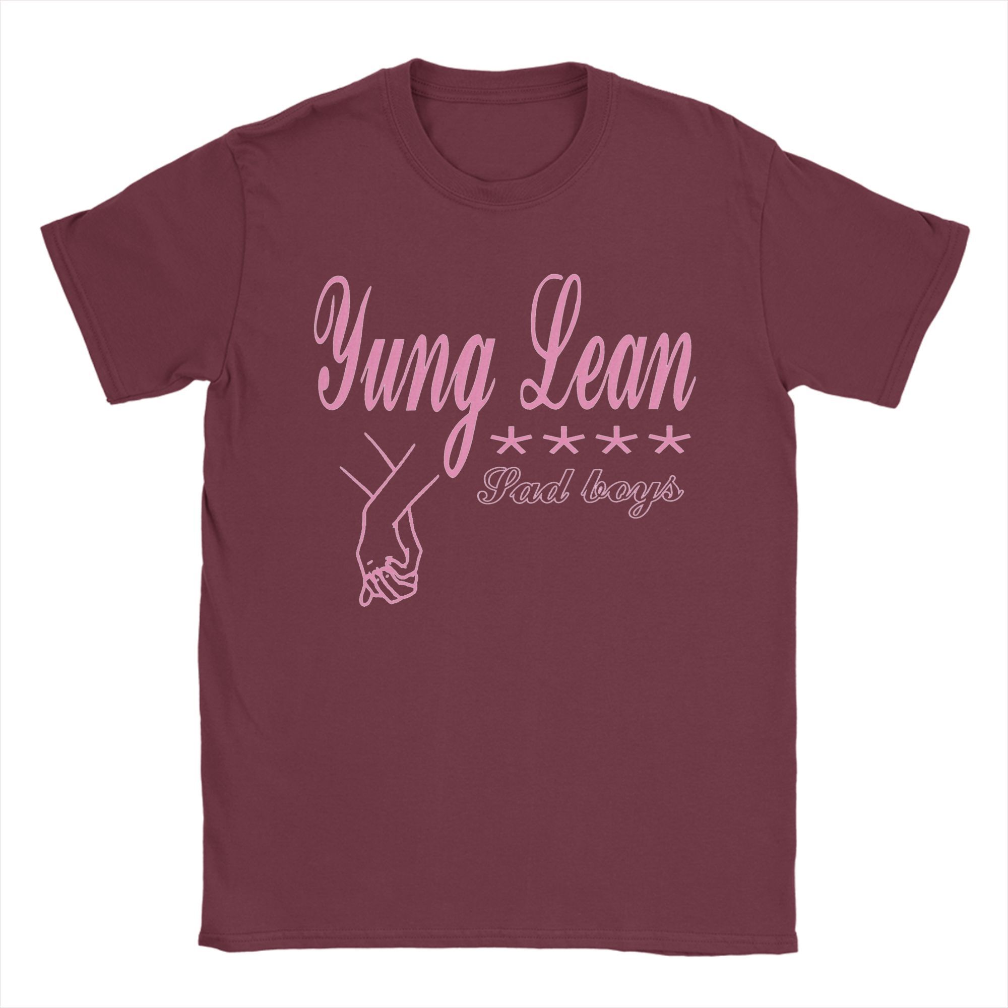 

Футболка с принтом Yung Lean Sad boys Hands розовая для мужчин и женщин Футболки из чистого хлопка с коротким рукавом S бордовый