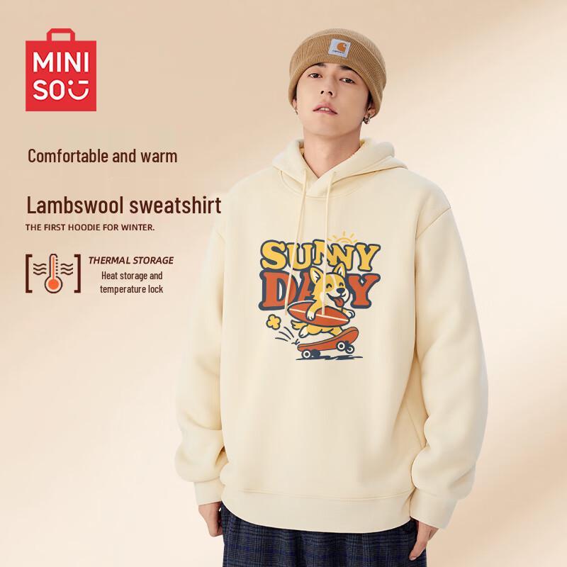 

MINISO Men s Lamb Fleece Hooded Sweatshirt 2XL