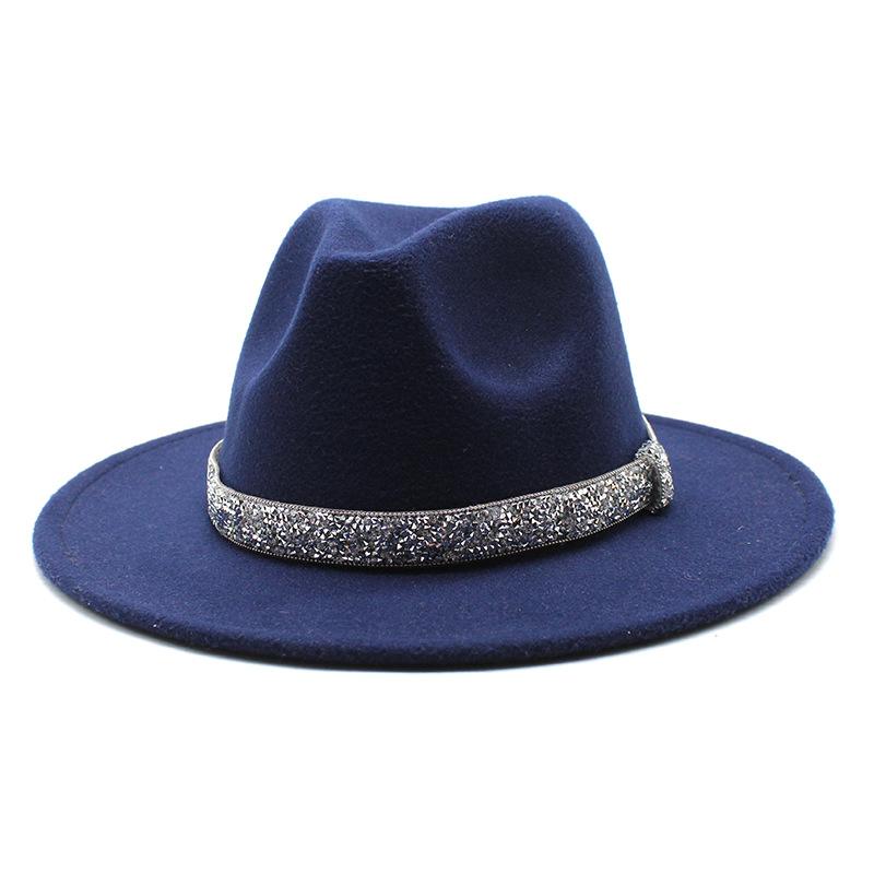 2021 Autumn Men'S And Women'S Woolen Hats, Solid Color Jazz Top Hats, Crystal Diamond Gift Hats