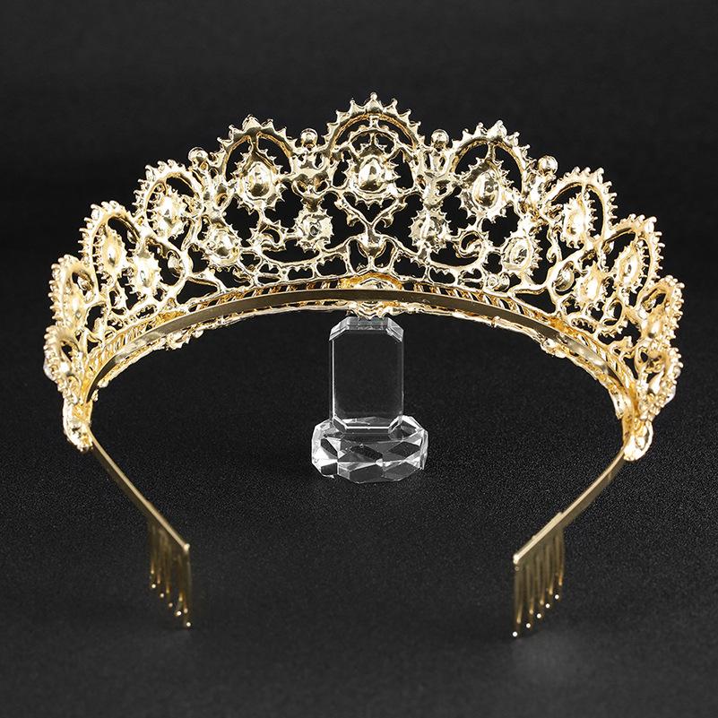 Schlichter Brautschmuck, dreiteiliges Set aus weißem Kristallkrone-Tiara, Fischgrät-Halskette und Ohrringen für Damen
