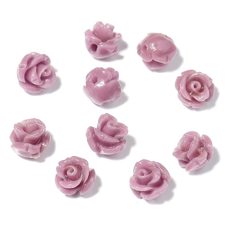 30pcs 6mm Resin Artificial Coral Beads for Jewelry Making Camelia Flower Beads DIY Earring Bracelet Neckalce Accessories