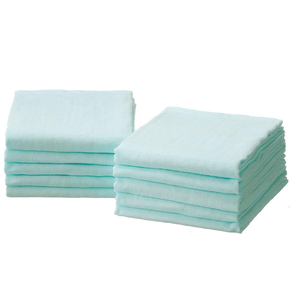 Set of 10 Gauze Face Made in Senshu Towels 33 x Light Blue Towels, Single-Sided, Japan, (Approx. 82cm),