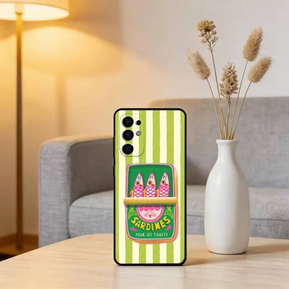 S-Sardines F-Fish Art Phone Case For Samsung S25,S24,S21,S22,S23,S30,Ultra,S20,Plus,Fe,Lite,Note,10,Black Cover