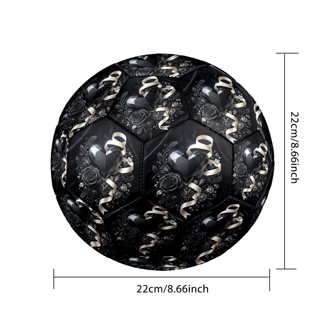 1pc Black Heart Romance Size 5 Soccer Ball Professional Match Training Football Indoor &Outdoor Sports Ball Training Ball Lightweight Durable y47