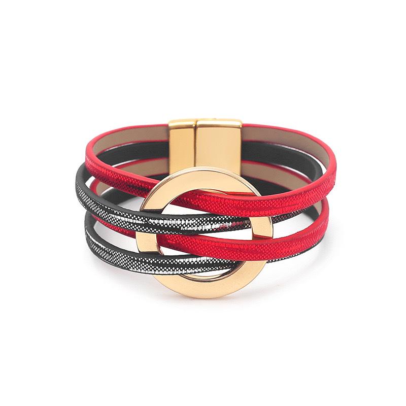 

Стильный многослойный женский кожаный браслет с магнитной застежкой - европейская и американская мода