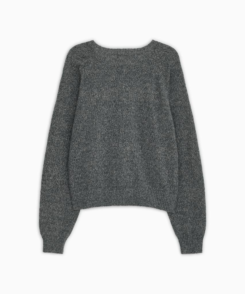 OHESHIO Button Detail Raglan Knit, Gray