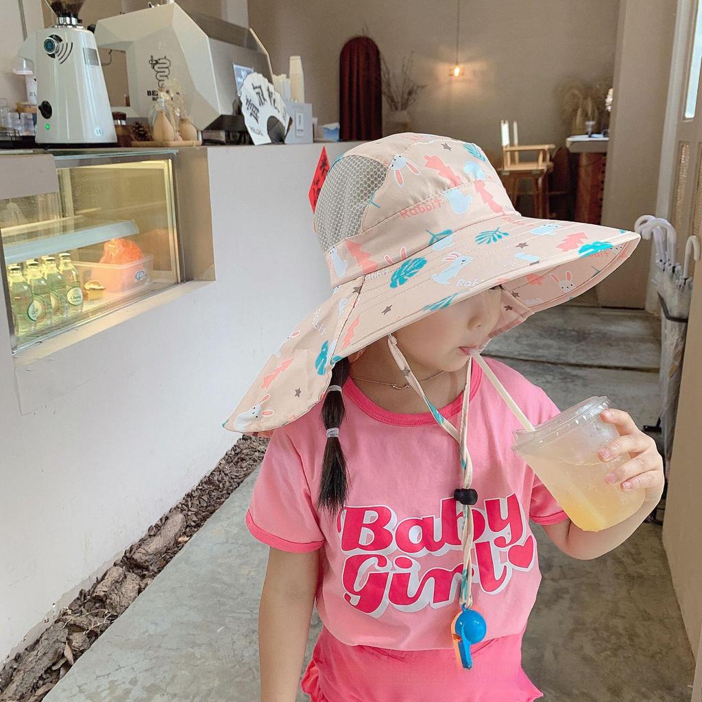 Dziecięcy kapelusz przeciwsłoneczny na lato: Ochrona UV, Uroczy design z szerokim rondem dla dziewczynek i chłopców