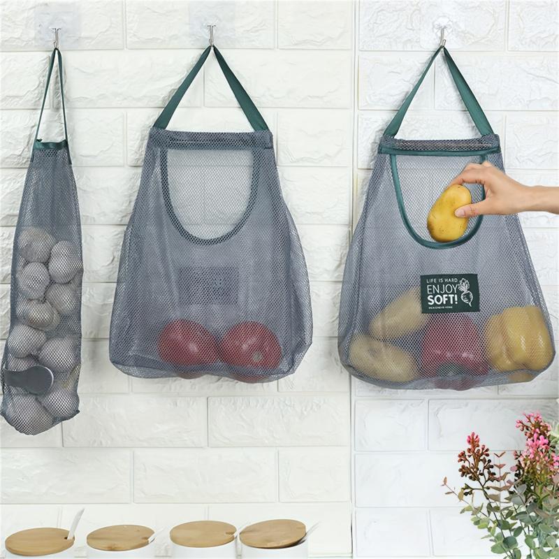 Durable & Strong Hanging Mesh Storage Bags - Perfect for Storing Garlic, Potatoes, and Onions!