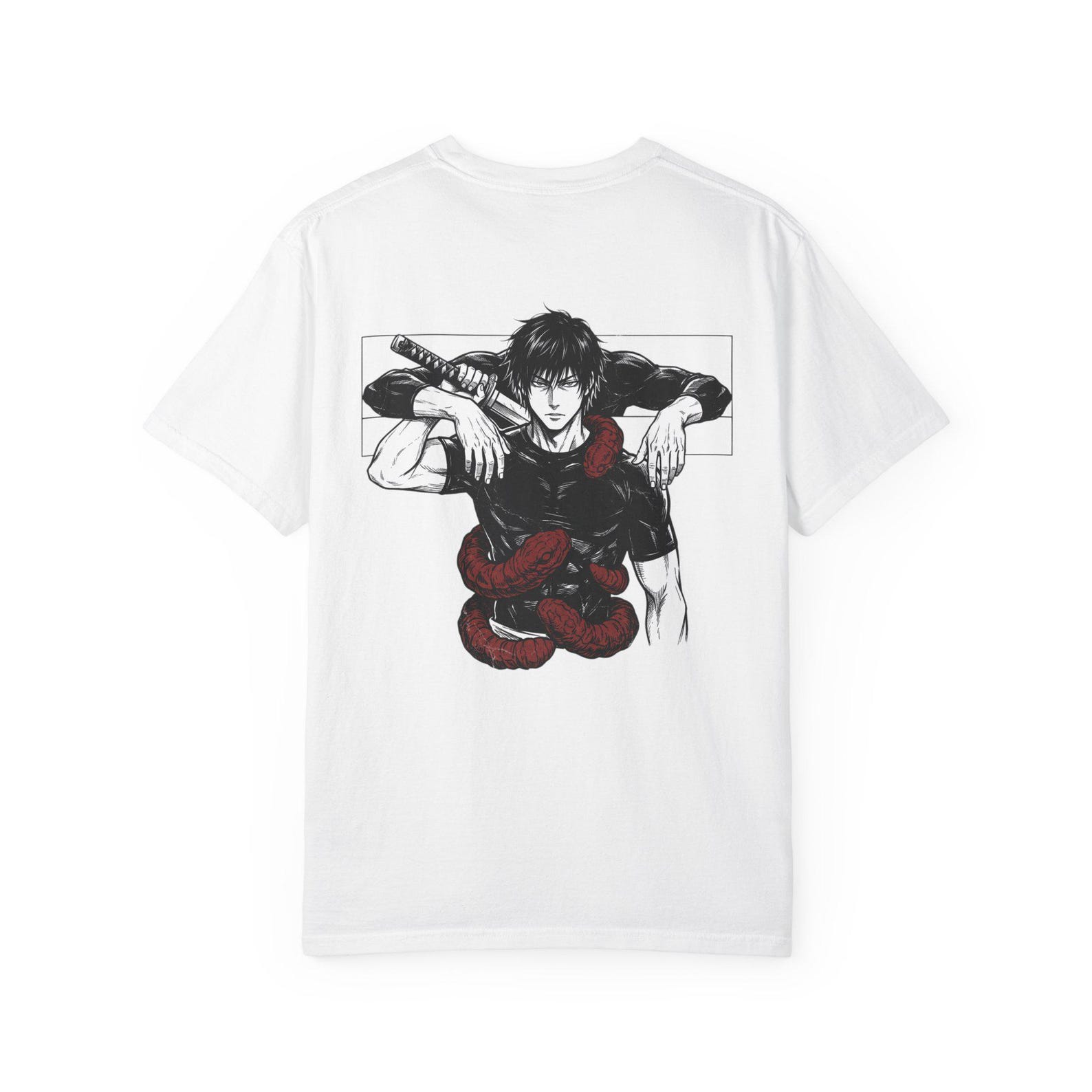 Dark Samurai with Red Snake T-Shirt | Anime Graphic Tee S