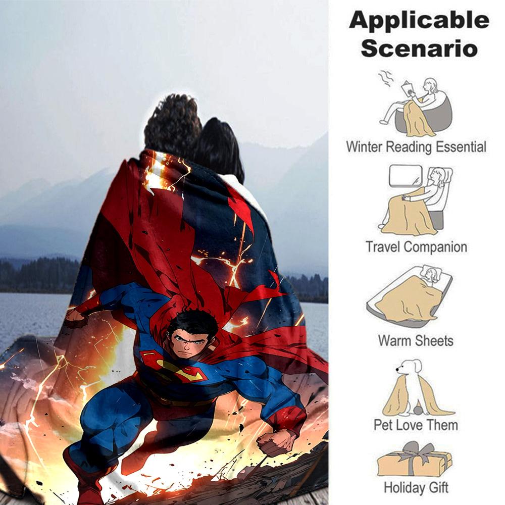 1pc Superman superhero Flannel Blanket Soft Warm Throw for Home, Office, Travel, All-Season Cozy Bedding Gift L1452