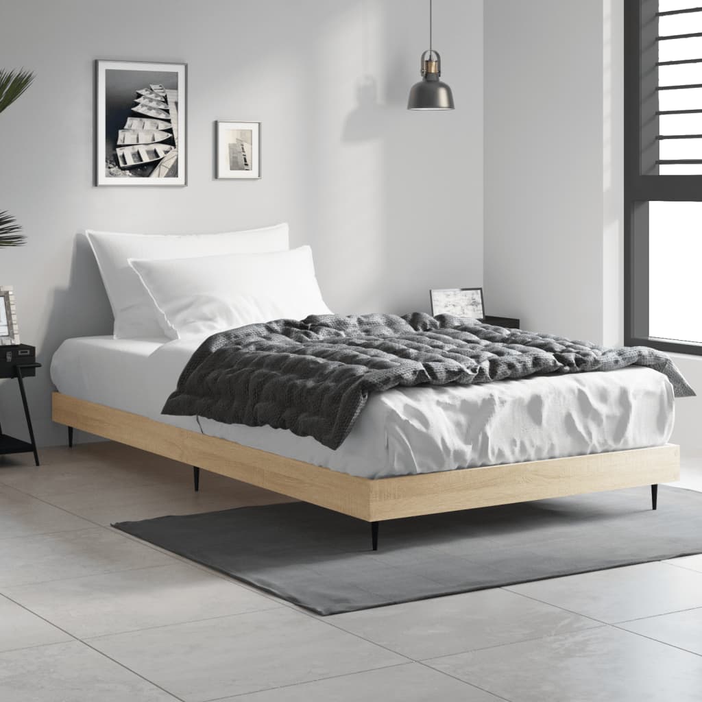 Bed Frame Without Mattress Sonoma Oak Finish 100 X 200 Cm Engineered Wood