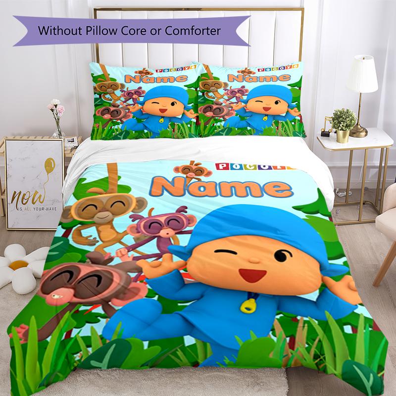 Set Biancheria da Letto Pocoyo Personalizzato con Nome 3 Pezzi Copripiumino Chiusura Include 1 Copripiumino 2 Federe Morbido e Confortevole Per Tutte le Stagioni