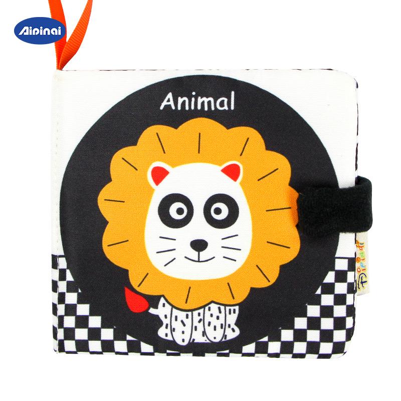 Aipinqi Black & White Montessori Baby Cloth Book: Tear-Resistant Visual Stimulation for Children