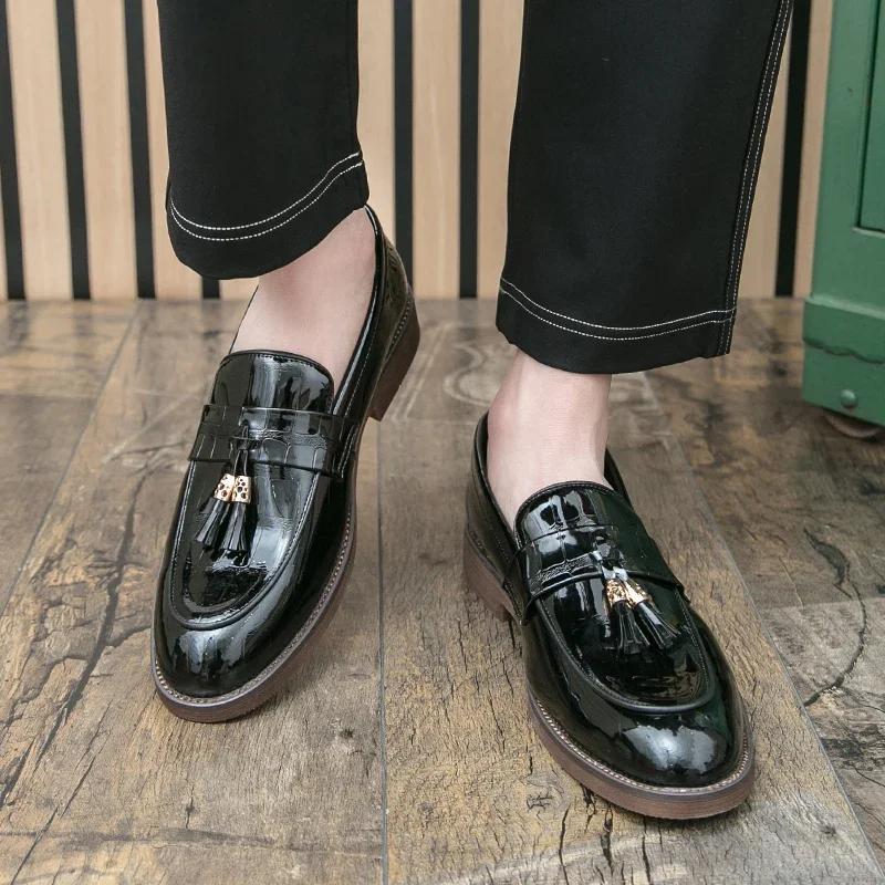 Fashion New italian shoes casual s slip on formal luxury shoes dress men loafers moccasins genuine leather driving shoes big size