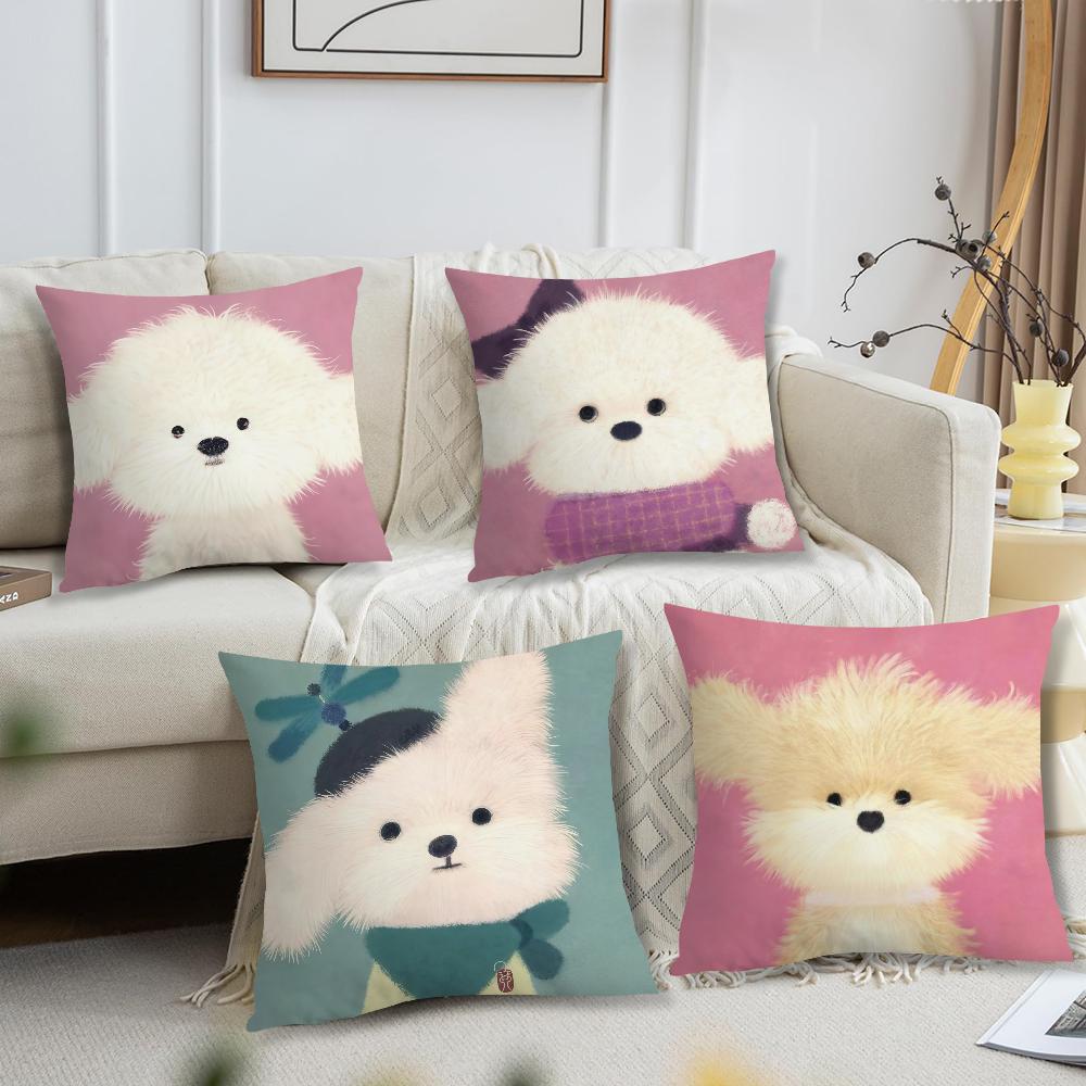 Cute Cartoon Art Scribbled Puppy Dog Cushion Cover For Pillow Printing Sofa Decoration Home Car Room Office Nordic Simplicity