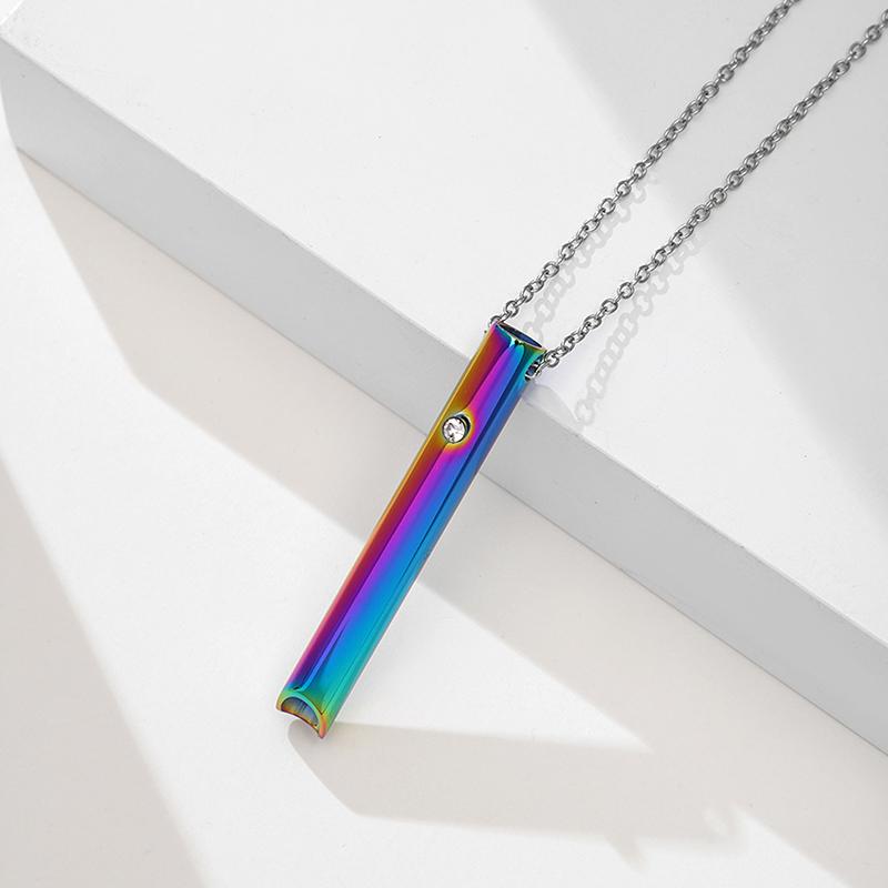 Stainless Steel Mindful Breathing Whistle Necklace Anxiety Relief Necklace For Anxiety Stress Panic Meditation Tools