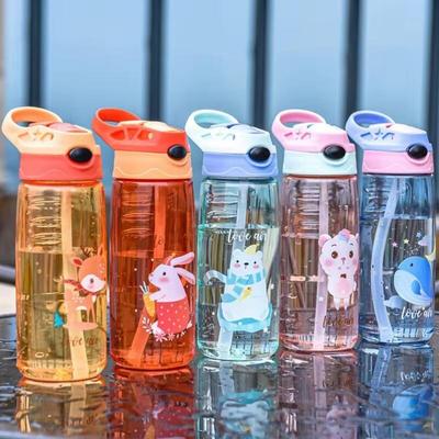Borraccia per Bambini da 500ml con Cannuccia Senza BPA Bambini Bere Tazza Sana per Scuola Grande Capacità Estate Sport Tazze di Plastica da Uomo e Donna