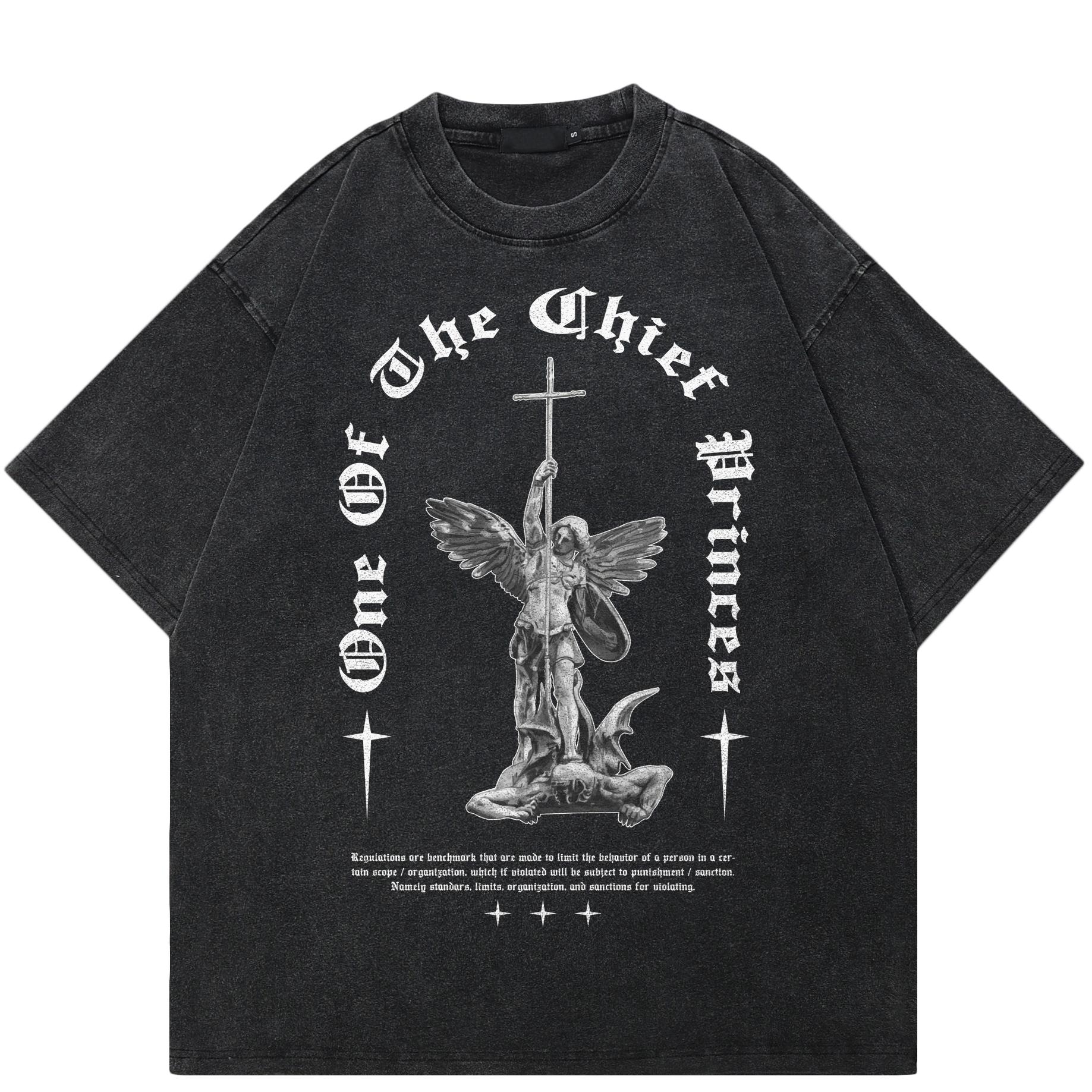 

Чорна футболка унісекс із зображенням статуї хреста ангела вуличного одягу XXL чорний